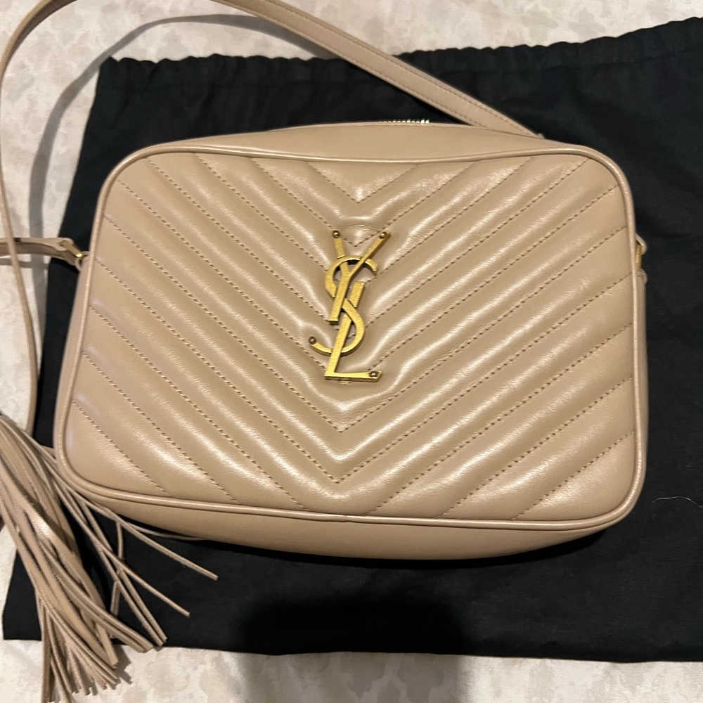 YSL YVES SAINT LAURENT LOU BAG DARK BEIGE